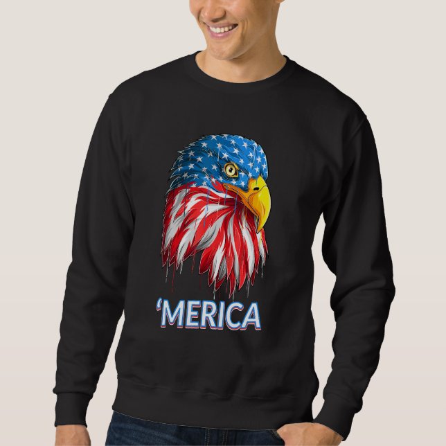 Moletom Eagle Merica 4 De Julho Bandeira Americana (Frente)