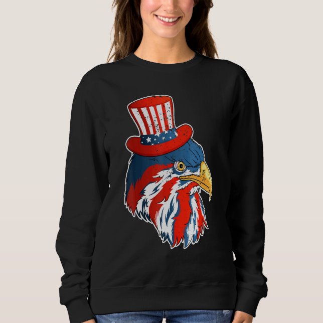 Moletom Eagle Mullet 4 De Julho Com Bandeira Americana (Frente)