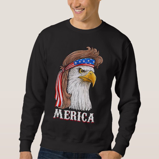 Moletom Eagle Mullet 4 De Julho Dos Eua Flag Merica (Frente)