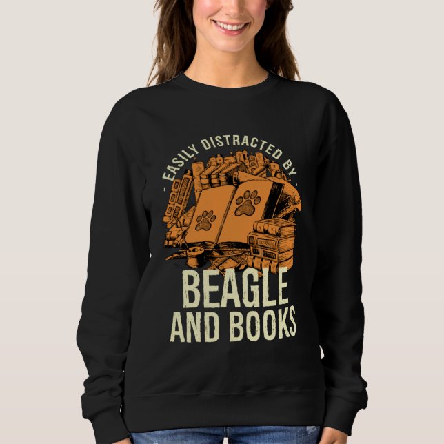 Moletom Easily Distracted By Beagle And Books English Beag (Frente)