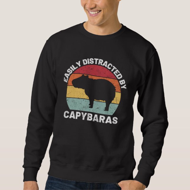 Moletom Easily Distracted By Capybara Retro Capybara (Frente)