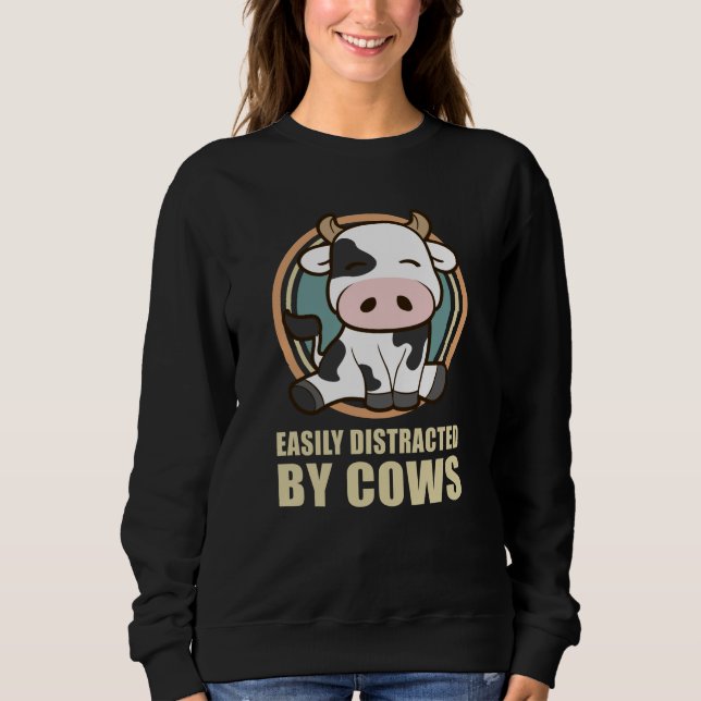 Moletom Easily Distracted By Cows | Cow Lover Gift (Frente)