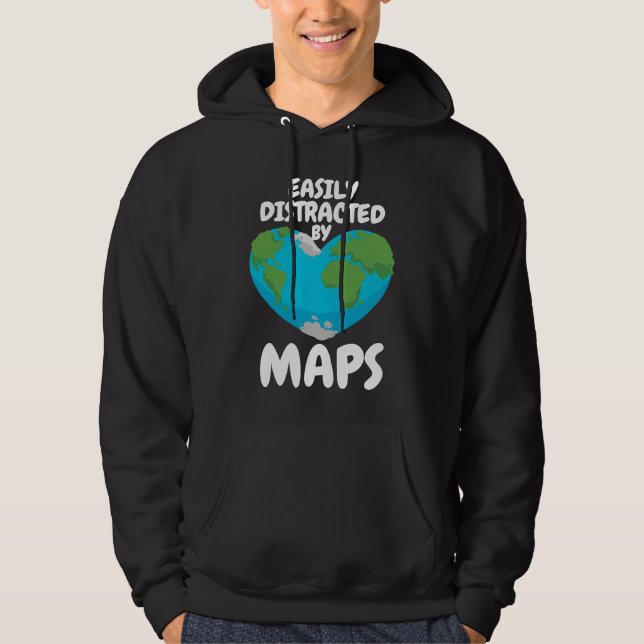 Moletom Easily Distracted By Maps Geography Teacher  1 (Frente)