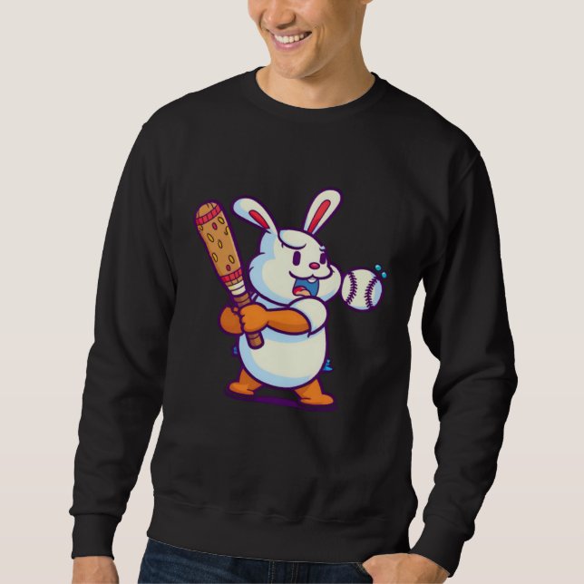 Moletom Easter Bunny Playing Baseball Baseball Easter (Frente)
