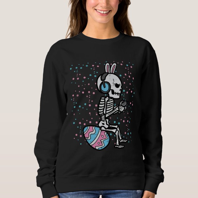 Moletom Easter Bunny Skeleton Gamer Funny Gaming Boys Kids (Frente)
