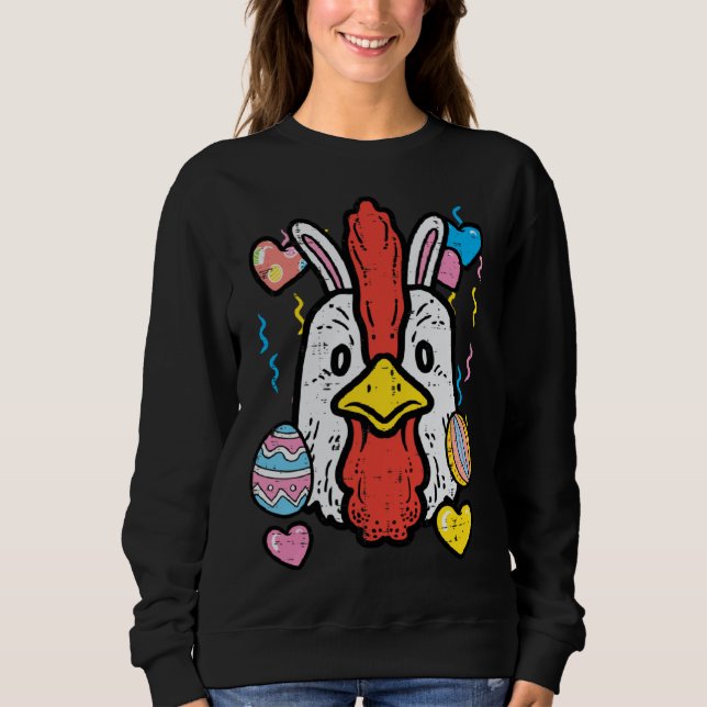 Moletom Easter Chicken Face Spring Women Girls Kids Toddle (Frente)