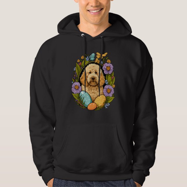 Moletom Easter Golden Doodle Bunny Eggs Dog on Easter Gold (Frente)