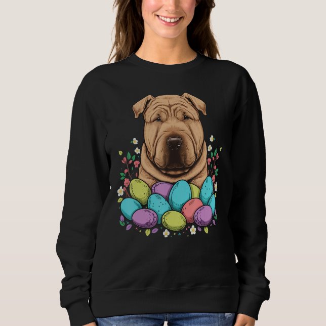 Moletom Easter Shar Pei Bunny Eggs Dog on Easter Shar Pei (Frente)