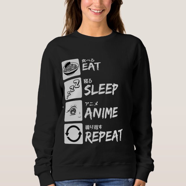 MOLETOM EAT SLEEP ANIME REPEAT (Frente)