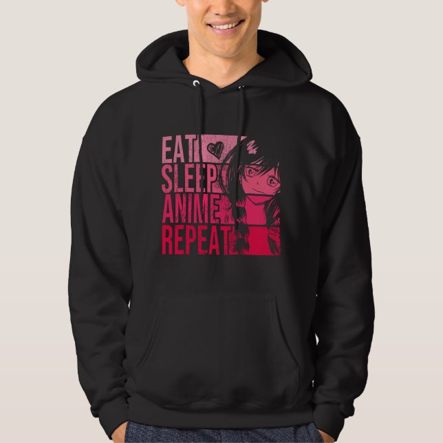 Moletom Eat Sleep Anime Repeat - Anime Lovers Gifts Idea G (Frente)