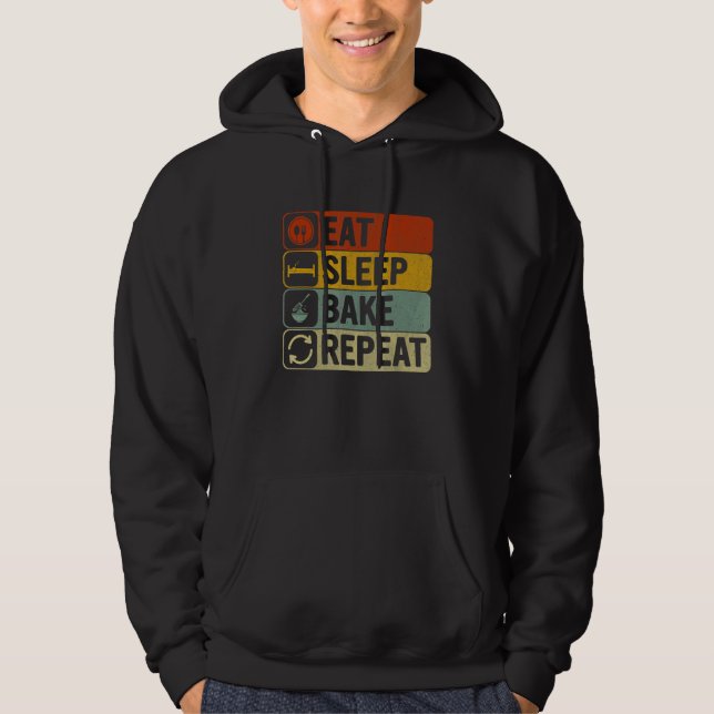 Moletom Eat Sleep Bake Repeat Retro 60s 70s Cool Baking (Frente)