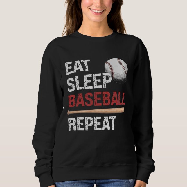 Moletom Eat Sleep Baseball Repeat Baseball Player  Basebal (Frente)