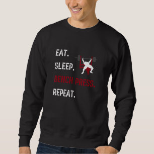 Moletom Eat Sleep Bench Pressione Repetir a Motivação Gym 