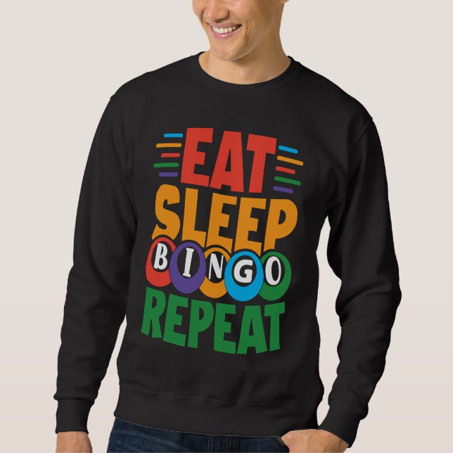 Moletom Eat Sleep BINGO Repeat Lucky Bingo Gambling Bingo (Frente)