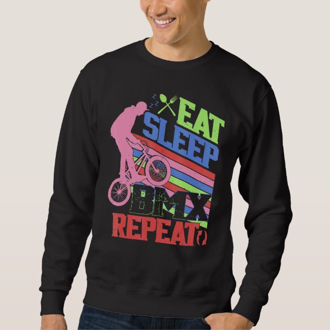 Moletom Eat Sleep BMX Repeat  BMX Rider Bicycle Motocross (Frente)