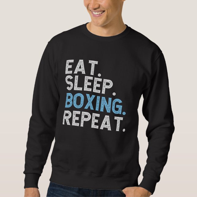 Moletom Eat Sleep Boxing Repeat  Boxer Coach (Frente)