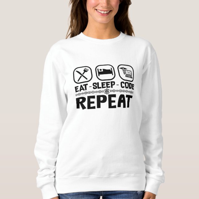 Moletom Eat Sleep Code Repeat Medical Coder Coding Gift (Frente)