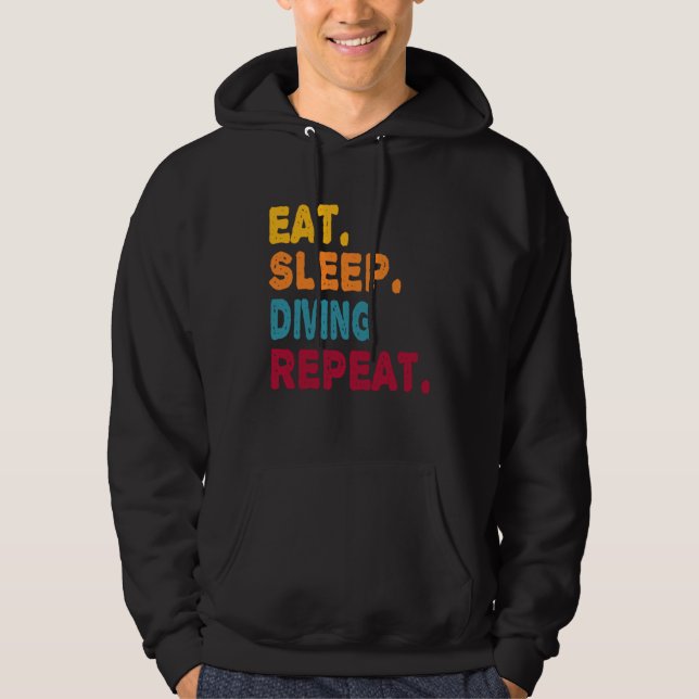 Moletom Eat Sleep Diving Repeat  Boys Men Women Sports Pla (Frente)