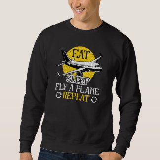 Moletom Eat Sleep Fly Plane Repeat  Trendy Airplane Pilot