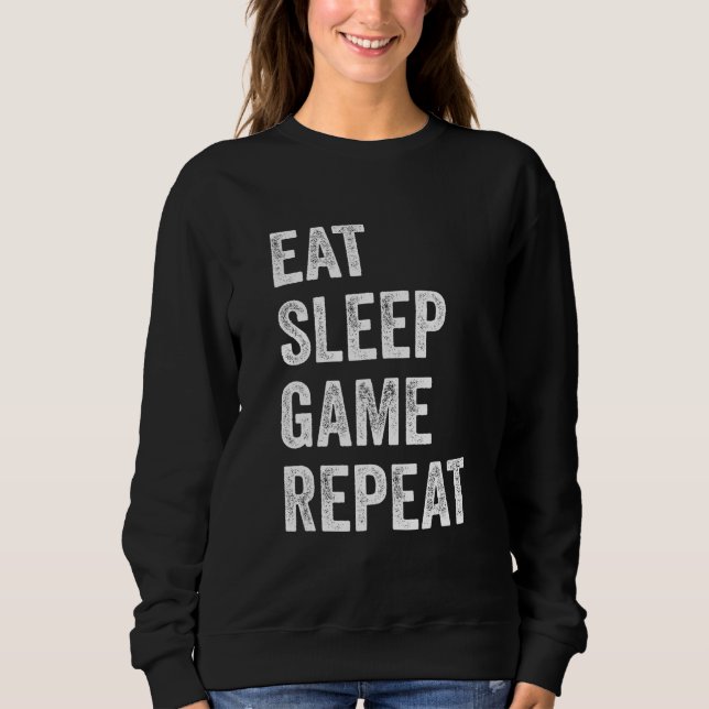 Moletom Eat Sleep Game Repeat  Video Games Gaming Men Boys (Frente)