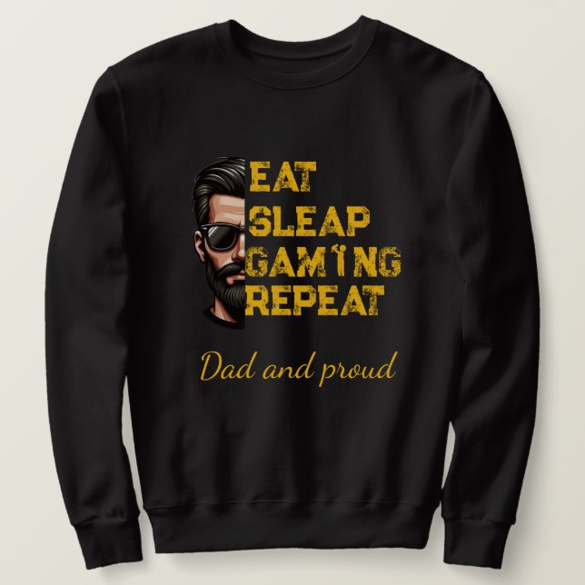 Moletom Eat Sleep Gaming Repeat Cool Gamer Art T-Shirt (Frente do Design)