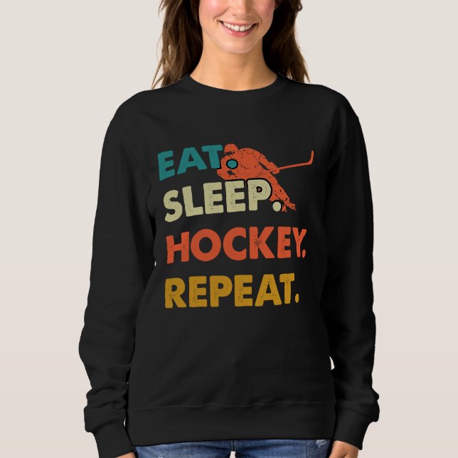 Moletom Eat Sleep Hockey Repeat Funny Ice Hockey Frisbee L (Frente)