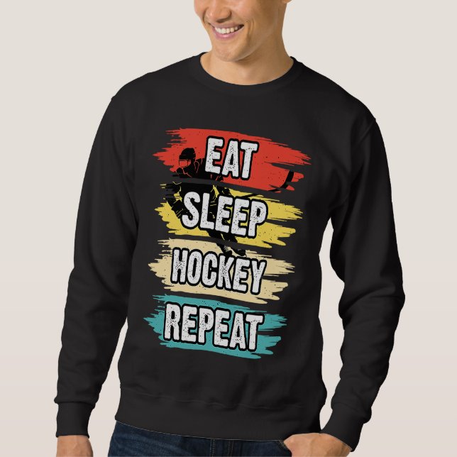 Moletom Eat Sleep Hockey Repeat Funny Ice Hockey Frisbee L (Frente)