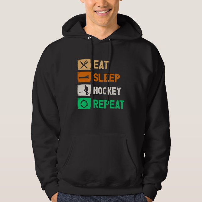 Moletom Eat Sleep Hockey Repeat Hockey Funny Ice Hockey ki (Frente)