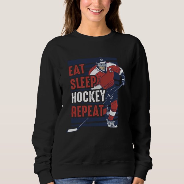 Moletom Eat Sleep Hockey Repeat  Hockey Player  for Boys (Frente)