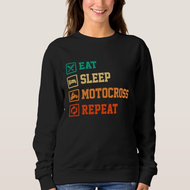Moletom Eat Sleep Motocross Repeat Dirt Bker Motorcycle En (Frente)