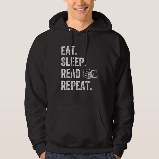 Moletom Eat Sleep Read Repeat  Reader  Books (Frente)