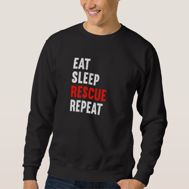 Moletom Eat Sleep Rescue Repeat Firefighter Laddermann Fir (Frente)