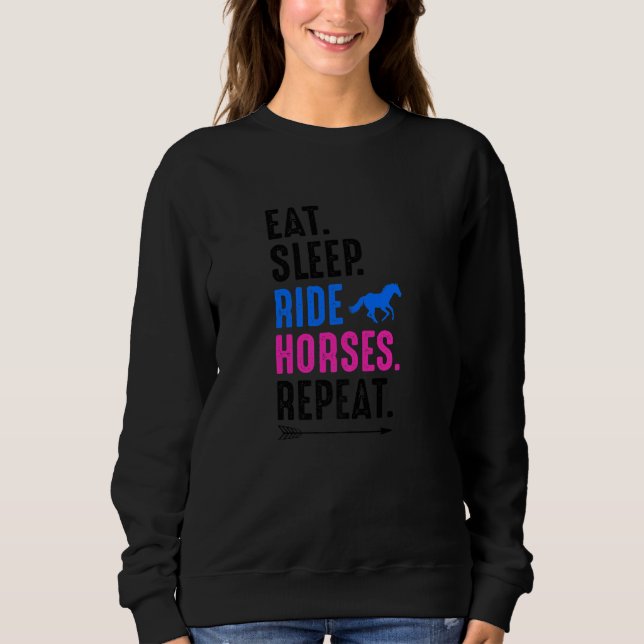 Moletom Eat Sleep Ride Horses Repeat Equestrian Farmer Hor (Frente)