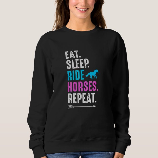 Moletom Eat Sleep Ride Horses Repeat Equestrian Farmer Hor (Frente)