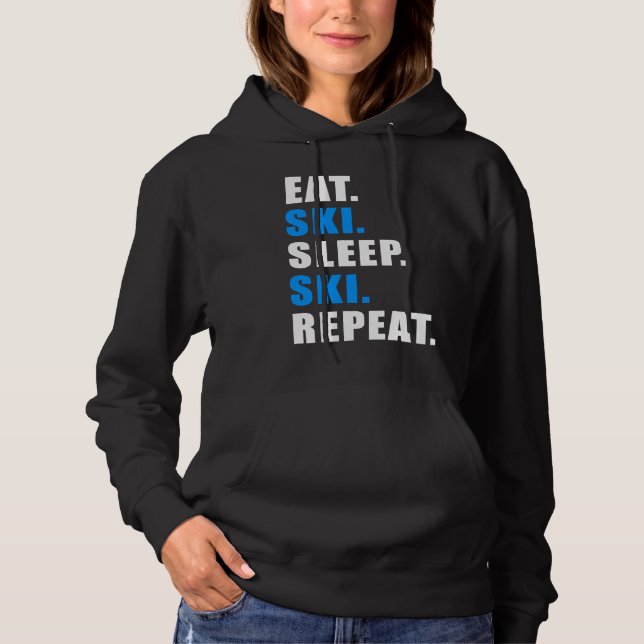 MOLETOM EAT SLEEP SKI REPEAT SNOW ALPIN WINTER WOMEN MEN C (Frente)