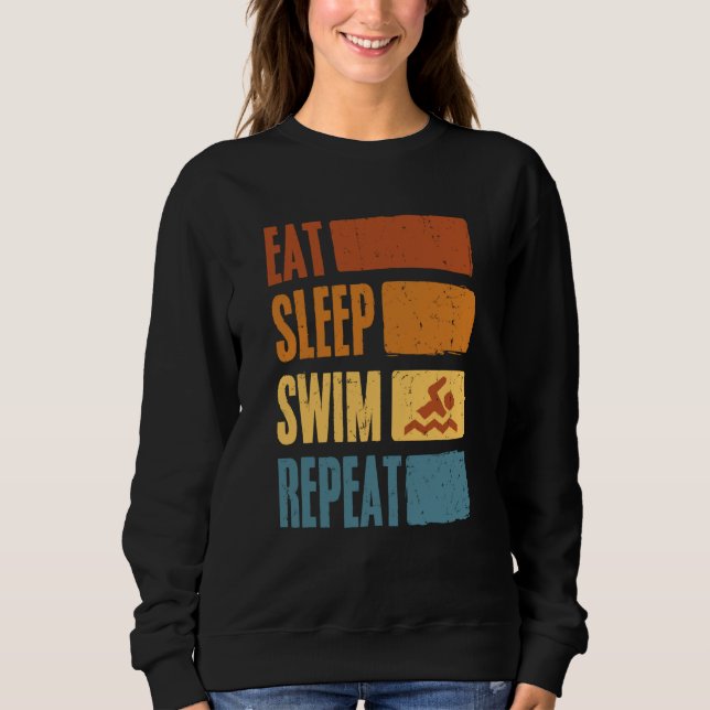 Moletom Eat Sleep Swim Repeat Swimming Sarcastic Print  7 (Frente)