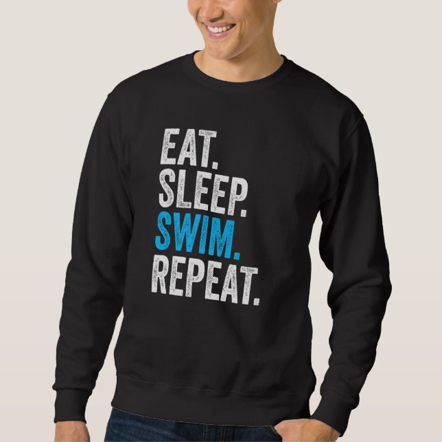 Moletom Eat Sleep Swim Repeat Vintage Swimming Swimmer   (Frente)