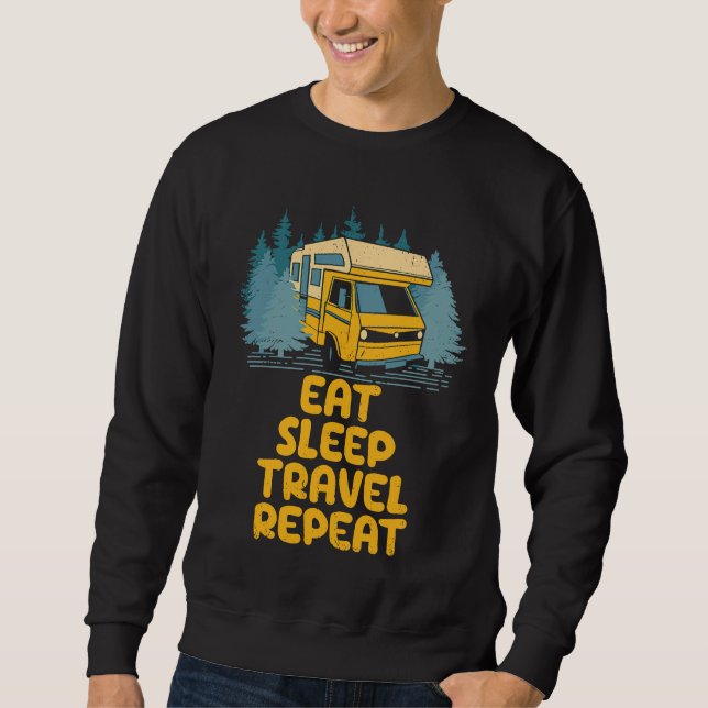 Moletom Eat Sleep Travel Repeat  Traveler Humor Travel (Frente)