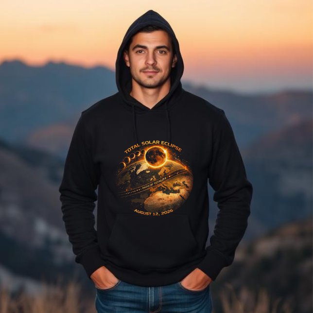 Moletom Eclipse Total do Sol 2026 (Total Solar Eclipse 2026-Path of Totality hoodie)