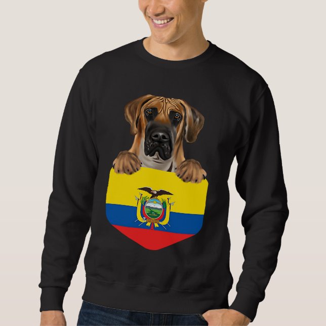 Moletom Ecuador Flag Brown Great Dane Dog In Pocket (Frente)