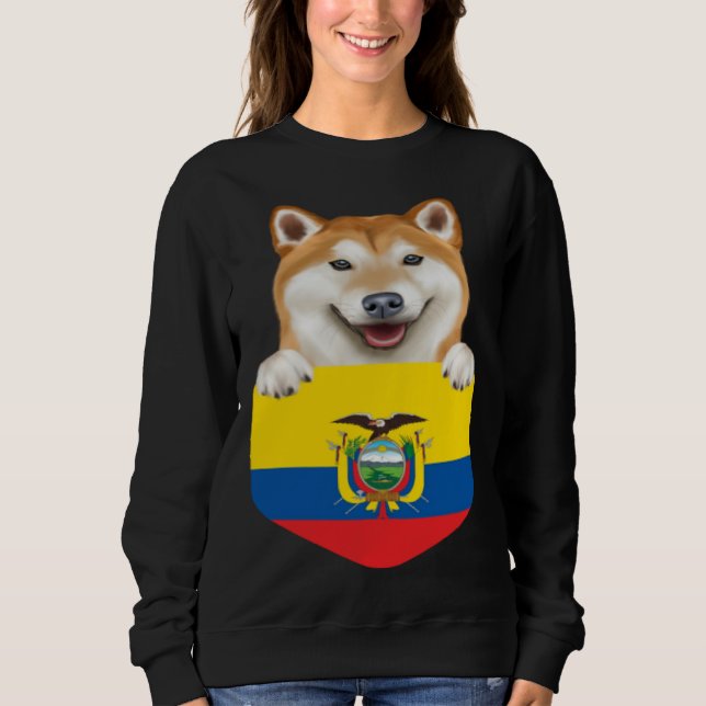 Moletom Ecuador Flag Shiba Inu Dog In Pocket (Frente)
