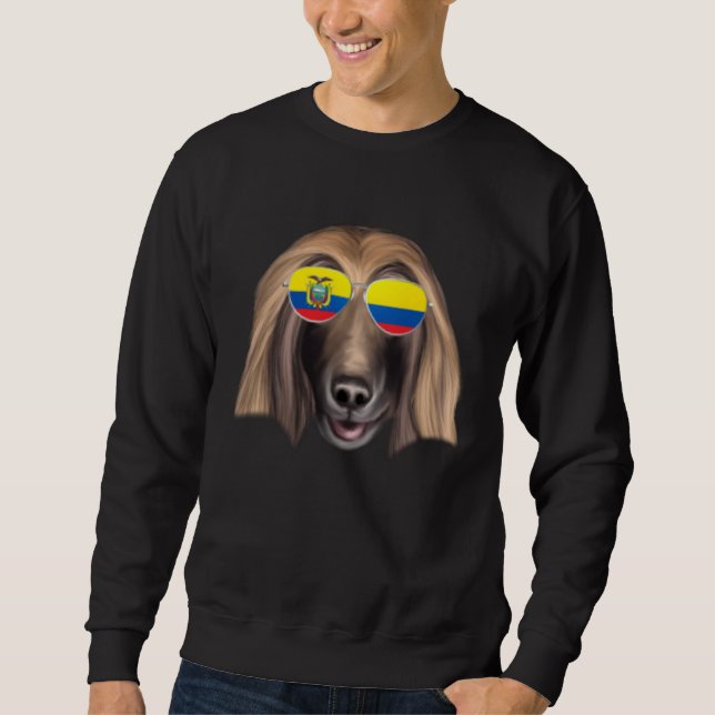 Moletom Ecuadorian Flag Afghan Hound Dog Ecuador Pocket (Frente)