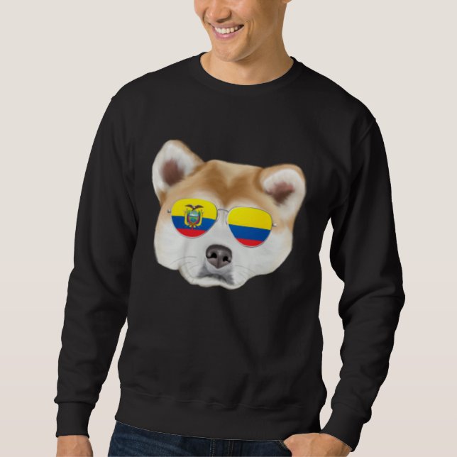 Moletom Ecuadorian Flag Akita Dog Ecuador Pocket (Frente)