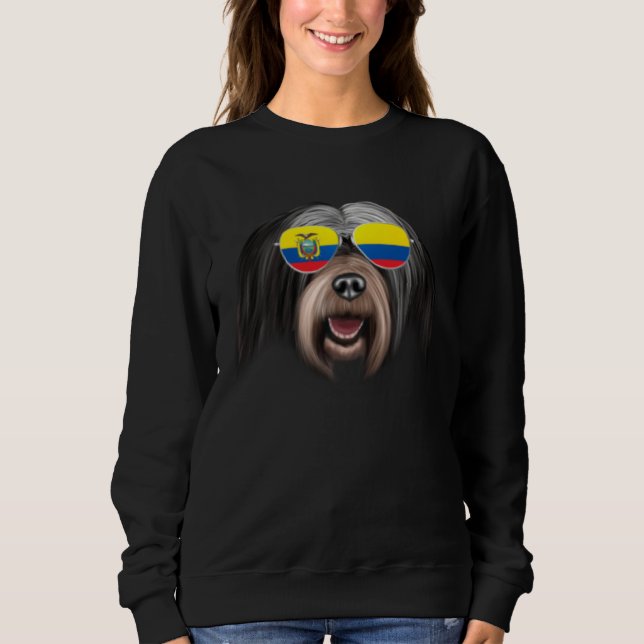 Moletom Ecuadorian Flag Tibetan Terrier Dog Ecuador Pocket (Frente)