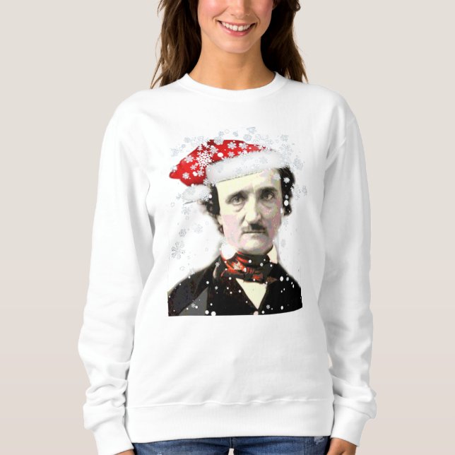 Moletom Edgar Allan Poe Christmas Hat Snowflake T-Shirt (Frente)