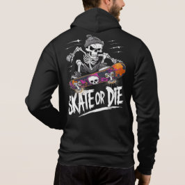 Moletom Edgy Halloween Skeleton Andando skate: Monochr