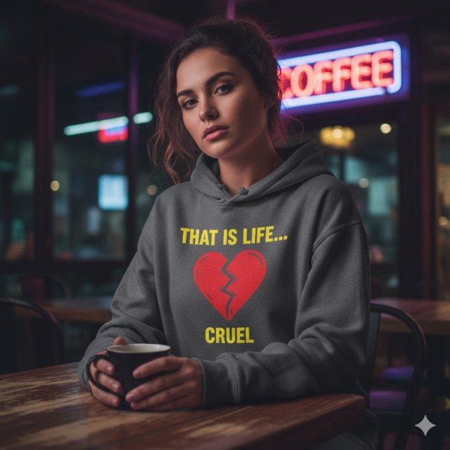 Moletom Edgy Y2K Broken Heart Hoodie - That Is Life Cruel  (Criador carregado)