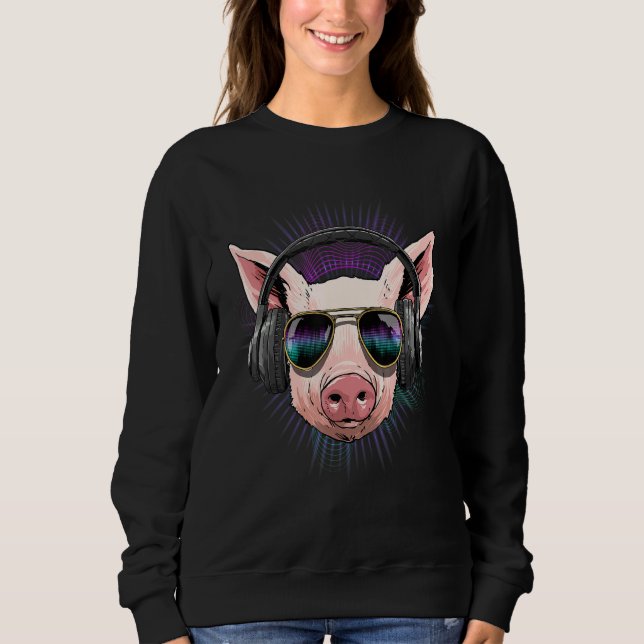 Moletom EDM House Music DJ Pig Music  Music Artist Pig Mom (Frente)