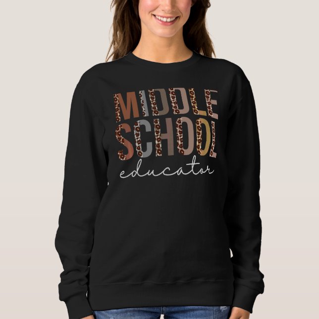 Moletom Educadora do ensino médio Leopard Apreciação Mulhe (Frente)