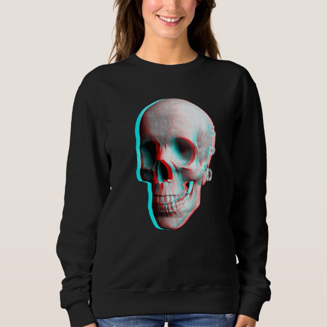 Moletom Efeito 3 Dimensional Caveira Azul Vermelho (Frente)